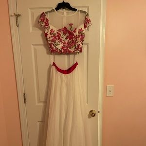 Two Piece Floral Prom Dress